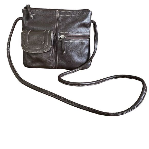 Tignanello Brown Pebbled Leather Crossbody Bag - Picture 1 of 5